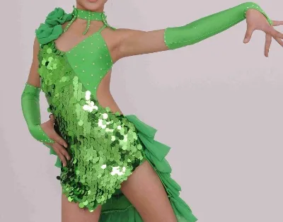 B000003Hot Sales Latin and Ballroom Dresses Sequins Feather Kids Latin Dance Dress