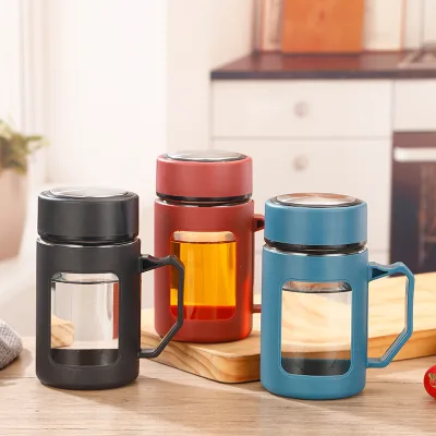 Nice Price Glass Tea Cup With Handle Heat Resistant High Quality and Convenient Tea Cup Glass Bottle
