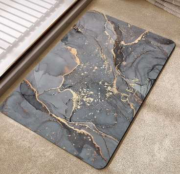 Wholesale Ink Gold Marble Diatomaceous Earth Mat Quick Dry Anti-slip Bathroom Mat Support Custom Logo & Printing