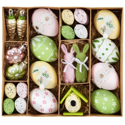 EAGLEGIFTS Wholesale Artificial Easter Eggs Gift Set Decorative Handmade Carrot Bunny Ornaments for Home Holiday Indoor Display