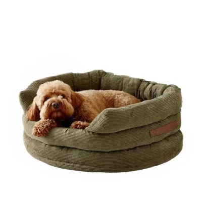 High Quality Forest Corduroy Pet Bed Washable round Donut Sofa for Small Medium and Large Dogs Solid Pattern for Winter