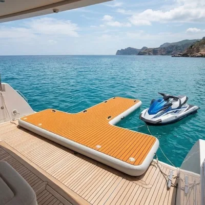 Foldable Drop Stitch Inflatable T Floating Platform Durable Water Pontoon Floating Dock for Outdoor Ocean Yacht Leisure Party