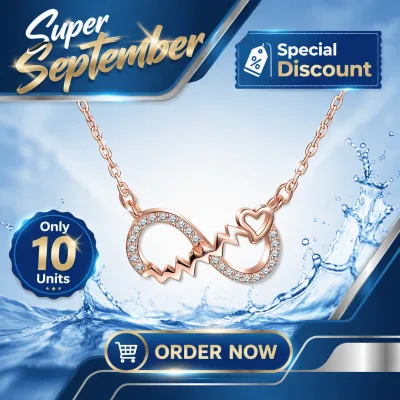 In Stock 925 Silver Zircon Trendy Link Chain Heartbeat Infinite Symbol Necklace for Engagement & Wedding Gift
