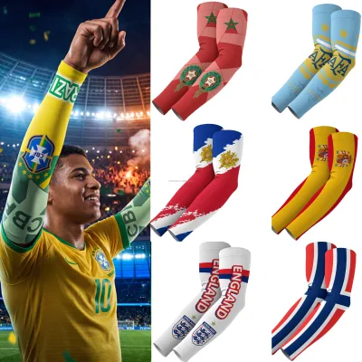 Sweat-wicking 110 Country Flag Printing UV Protection Cycling Arm Sleeves for Men