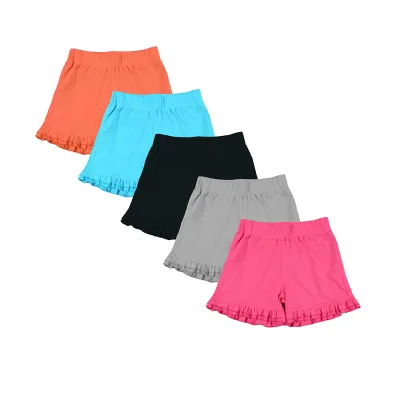 Wholesale Toddler Girls Knitted Ruffle Shorts Elastic Waist Multi Color Casual Summer Bottoms With Pockets OEM Available