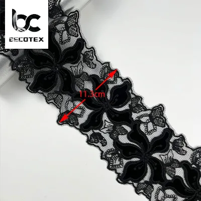 Black Polyester Water Soluble Embroidery Lace Trim Garment Accessories Wedding Dress Skirt Lace