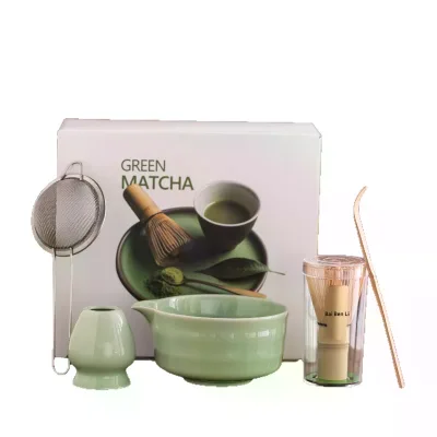 Cross-border Exclusive Japanese Porcelain Eco-Friendly Matcha Tea Set Hyakumatsu Standing Tea Whisk Heat-Resisting Tea