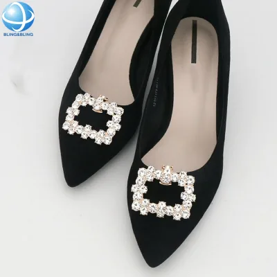 Factory Wholesale Zinc Alloy Shoe Clips with Shinny Rhinestone Shoe Accessories for Women High-heeled Shoes