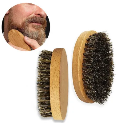 Natrual Boar Bristle Beard Brush Antique Beech Beard Brush For Men Beard Cleaning Brush