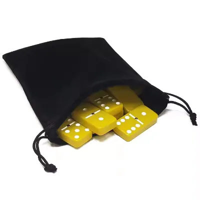 Yellow Plastic Double-Six Dominoes White Dot Jumbo Domino Tiles with Center Spinner