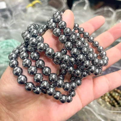 Crystal Beads Bracelet Healing 8mm Gemstone Beads Bracelet Hematite Bracelet