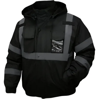 Men Safety Reflective High Visibility Hooded Jacket