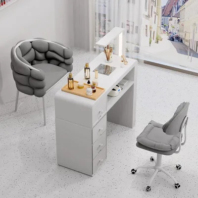 Hot Sale Professional Single Manicure Table and Chair Set Wood Nail Desk with Vacuum Cleaner for Nail Salon for Nail Bar Use