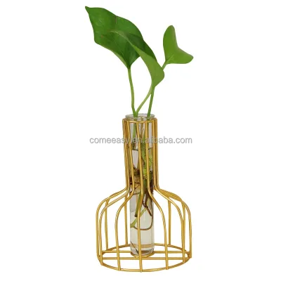 Iron Line Vase Hydroponic Plant Flower Vase Metal Plant Holder Home Decor Modern