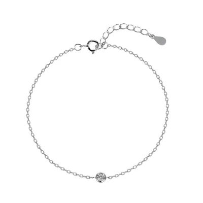 Custom Simple Minimalist Wedding for Women Kids Charm Bracelet Single Moissanite 925 Silver Rose Gold Plated Link Chain Bracelet