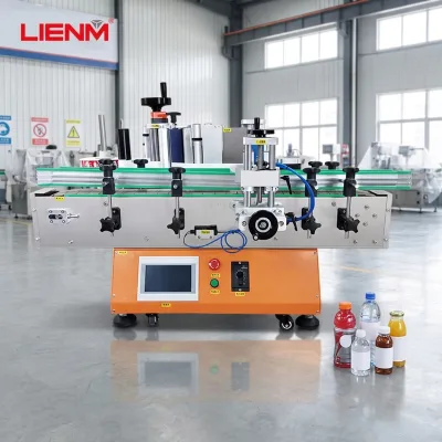 Desktop Electric Automatic Round Glass Vial Bottle Labeling Machine with PLC and Motor for Small Business