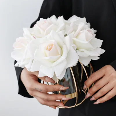 High Quality Large Artificial Silk Rose Real Touch Rose Flowers for Wedding Celebration PU Material Natural Style Box Packing