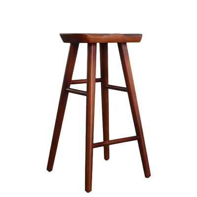Factory Wholesale Saddle Top Timber Bar Stool Stable Footrest for Resort Hotel Bar Counter Use