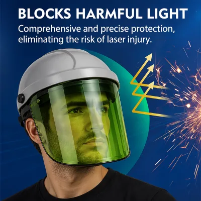 Laser Machine Part Industrial Safety Laser Protection Helmet High Optical Density Shield Adjustable Headband Full Face Impact