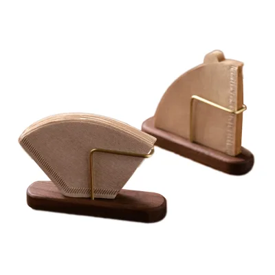 1PCS Portable High Quality Cafe Home Kitchen Coffee Filter Holder Coffee Black Walnut Storage Rack Coffee Filter Container Stand