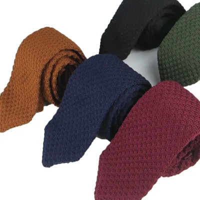 Men's Solid Color Knitted Tie Leisure Fashion Skinny Narrow Slim 8cm Neckties Classic Flat Woven Wedding Accessories