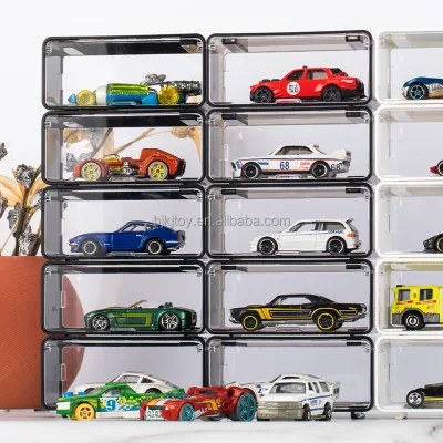 1/64 Toy Car Model Storage Box Transparent Plastic Desktop Display Stand Organizer for Children's Alloy Cars