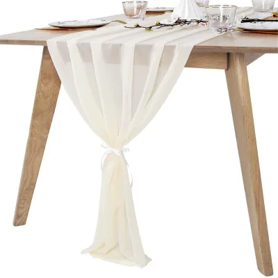 10Ft Ivory Chiffon Table Runner for Wedding Rustic Boho Wedding Party Bridal Shower Decorations Birthday Party