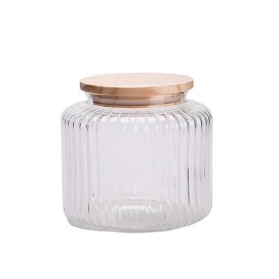 High Borosilicate Glass Storage Container for Kitchen Household Organizational Vertical Grain Tea Sealed Tank Food Use