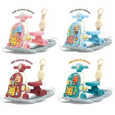 6 in 1 Ride on Toy Balance Bike Push Cart Kids Baby Activity Hand Push Walkers Toys Musical Baby Learning Walker