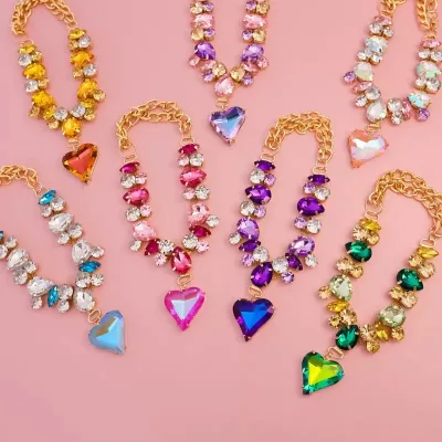 Luxury Design Pet Diamond Necklace Dog Cat Necklace With Love Pendant