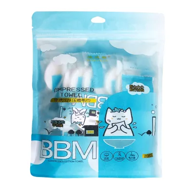 Portable 20 Pieces Disposable Compressed Towel Tablets Thickened Soft Pearl Texture Round Compressed Towel