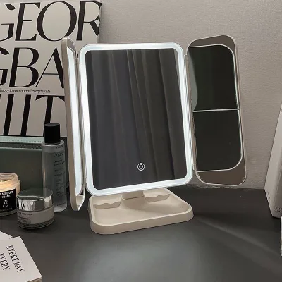 LED Portable Foldable Vanity Makeup Mirror Modern Design MOQ 50pcs Wholesale Salon Beauty Factory OEM ODM