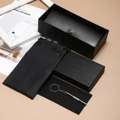 Eyeglass Case Set Elastic Cord PVC Buckle Leather Sunglasses Box Top and Bottom Lid Eyeglass Packaging Box