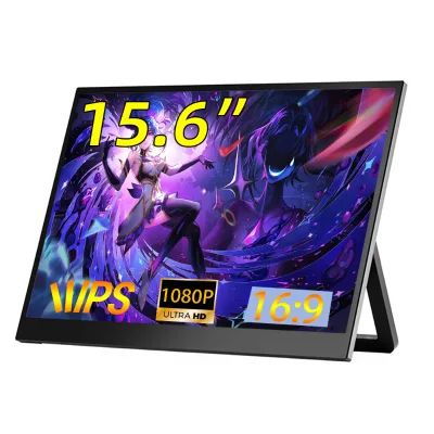 Portable 15.6 Inch 1080P IPS TFT Travel Monitor with Speaker Dual USB-C 20ms Response Time 60Hz Refresh Rate