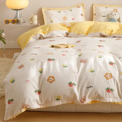 Wholesale Child Design Multicolor Warm 100% Cotton Double Layer Yarn Multifunctional Duvet Blanket