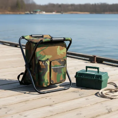 Wholesale Customizable Portable Outdoor Folding Camping Stool Collapsible Back Pack Chairs Foldable Fishing Cooler Bag Stool