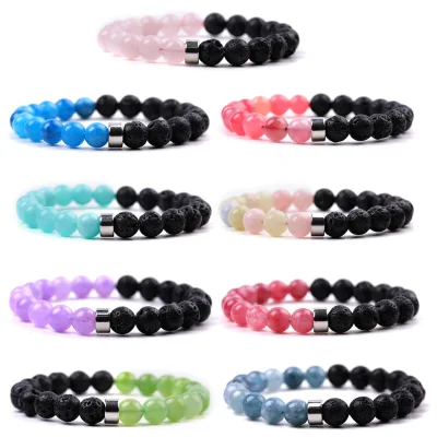 Classic 8mm Natural Stone Stainless Steel Buddha Beaded Bracelet Unisex Minimalist Yoga Meditation Ball Fashion Trendy Bracelets