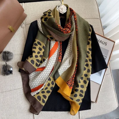 Women's Long Winter Scarf Fashionable Printed Cotton and Linen Shawl Sunscreen and Warm for Autumn New Design Scarves