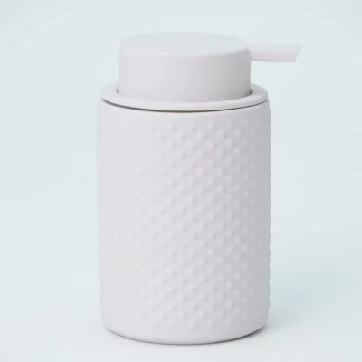 Wholesale Matte White Raised Dot Resin Lotion Dispenser Bathroom Hand Soap Pump Bottle Hotel Washroom Liquid Soap Container
