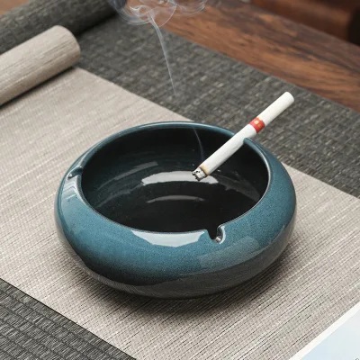 Large-sized Portable Kiln-Baked Ceramic Ashtray with Gradient Design Cute Light Luxury Style for Home Office Hotel & KTV Use