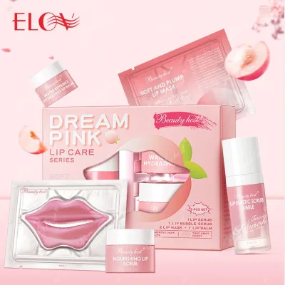 Hot Sale Lip Skin Care Set Crystal Collagen Lip Mask Lip Travel Kit 5pcs Exfoliating Scrub Moisturizing Balm
