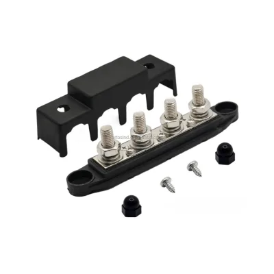 M8 M10 Current Connection Bus Bar Power Distribution Block 4 Studs Automotive Marine Screw Type Red Black Cover Terminal Blocks