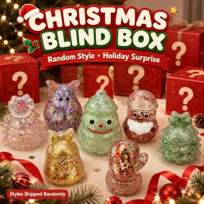 Christmas Squishy Blind Box Glitter Sensory Fidget Toy Soft Squeeze Stress Relief Toy Stocking Stuffer Holiday Christmas Gift