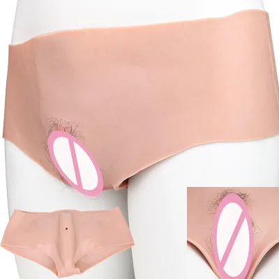 FAAK Silicone Sissy Vagina Underwear With Pubic Hair Gaff Briefs for Crossdresser Shemale Cosplay Transgender Drag Queen OEM ODM