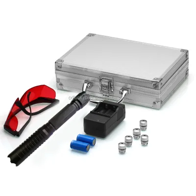 Hot Sale Rechargeable 450nm Blue Laser Pointer Pen With Aluminum Box Packing