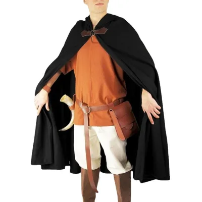 Pirate Vampire Costume Adult Larp Outfit Medieval Knight Cloak Cape Warrior Hood Robe Halloween for Men 100cm