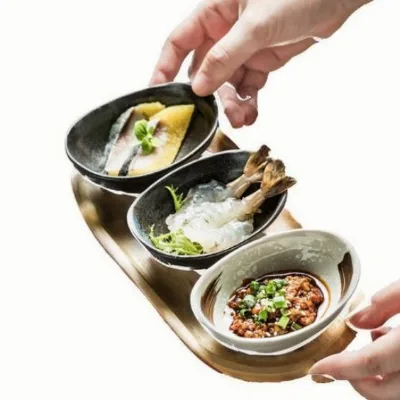 Restaurant-specific ceramic small plate 4 inch retro ingot-shaped saucer seasoning plate