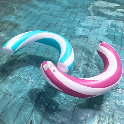 Curved Floating Striped Pattern High Buoyancy Inflatable Pool Toy for Summer Vacations Beach Swimming, Water Games, Travel