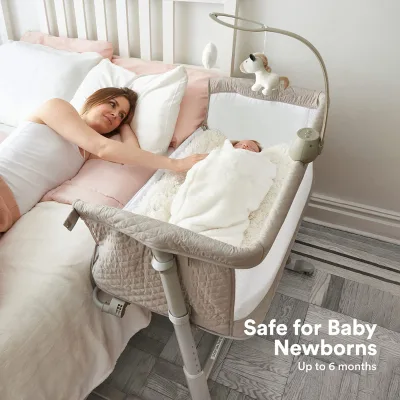 Wholesale Custom European EN USA Standard Indoor Baby Bedside Crib Sleeping Crib Music 9 Height Baby Bed