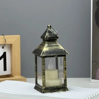 Wholesale Rustic Grey Plastic LED Candle Stick Holder with LED Lantern New Memorial Glass for Home Christmas Decorations